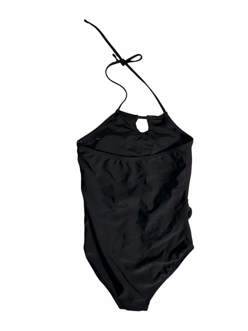 Raisins Girls One-Piece Swimsuit Halter Keyhole Neck Size 10 Black Waist Belt